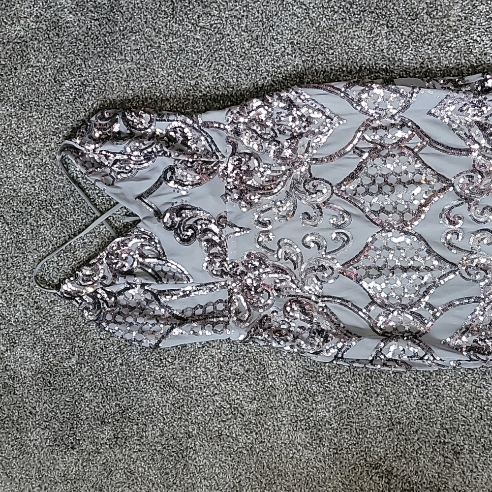 Gray Formal Dress with Sequins